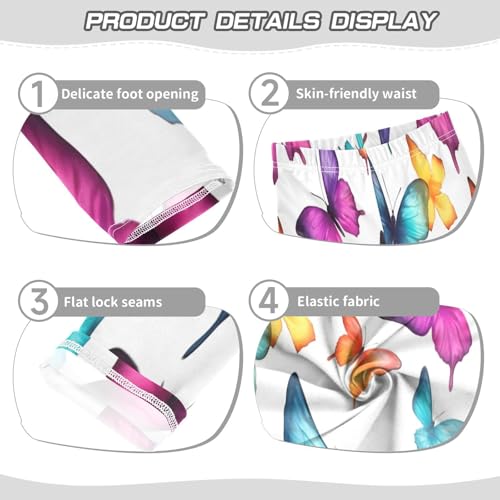 Bolaz Toddler Girls Leggings Printed Yoga Pants Leggings Pink Blue Butterflies for Kids3