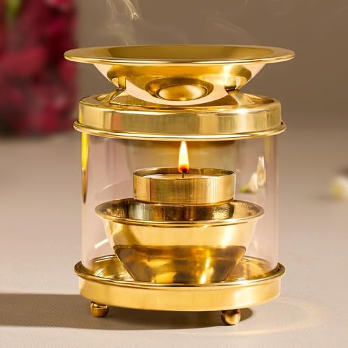 True Decor 5 Inches Camphor Diffuser/Aroma Incence Burner/Kapoor Dani Brass Akhand Diya for Puja with Borosilicate Glass Cover || Multipurpose Essential Oil Camphor Burner (Pack of 1) (B0CDN8L49T) Amazon Price History, Amazon Price Tracker
