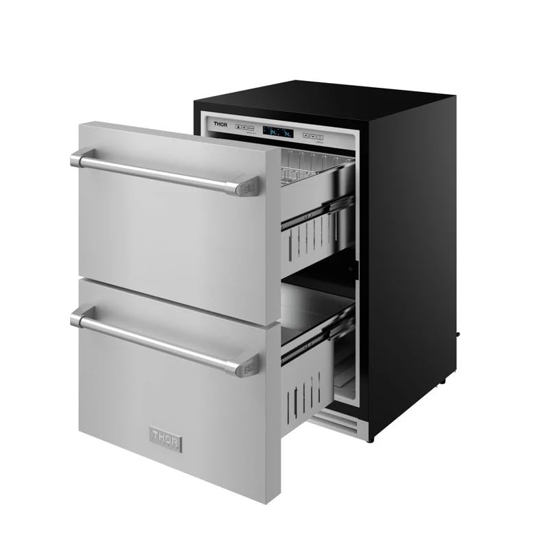 Image of Thor Kitchen 24 Inch Undercounter Built-In or Freestanding Drawer Refrigerator - Stainless Steel | Gordon Ramsay Series