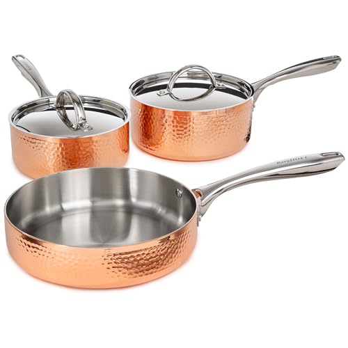 Best Berghoff Stainless Steel Cookware 5 BergHOFF Vintage 5Pc Tri-Ply Copper 18/10 Stainless Steel Starter Cookware Set With Matching Lids
