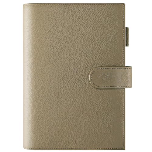 Genuine Leather A5 Notebook Cover Fits Hobonichi Cousin Stalogy LEUCHTTURM1917 and Midori MD Planners with Pen Loop Card Slots Bookmarks and Back Pocket(Gray)