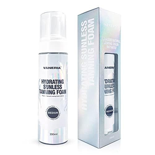 VANERIA Mousse Autobronceador Autobronceador Sin Sol, Loción Autobronceadora Instantánea Tan Foam 200 ml (Medio-Oscuro)