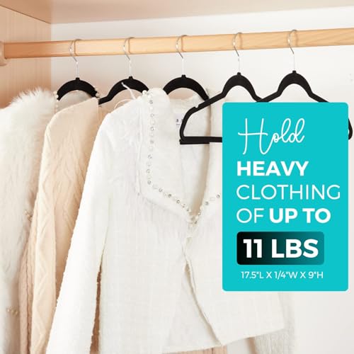 HOUSE-DAY-Premium-Velvet-Hangers-50-Pack-Non-Slip-Flocked-Felt-Hangers-Black-Sturdy-Clothes-Hangers-with-360-Rotatable-Hook-Heavy-Duty-Coat-Hanger-Durable-Slim-Hanger-for-Closet-Space-Saving