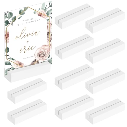 Sprifityy 10 STK Kartenhalter Holz,Tischkartenhalter Buchenholz,Fotokartenhalter aus Holz für Hochzeiten,Bankette und Partys,Menükartenhalter Fotohalter Postkartenhalter (Weiß)