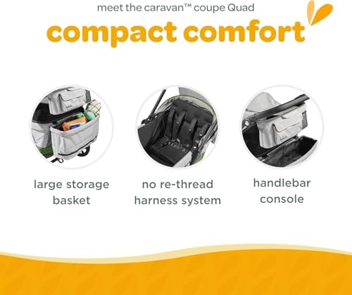 Image of Larktale Caravan Coupe Quad, Byron Black - Compact Stroller Wagon for Kids & Babies - Seats up to Four Passengers with 215 lbs. Total Weight Capacity - Dual Sun Canopies - 2024 Version