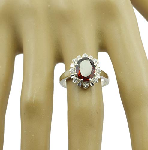 Bague en argent rouge naturel bijou femme tendance en argent sterling 925