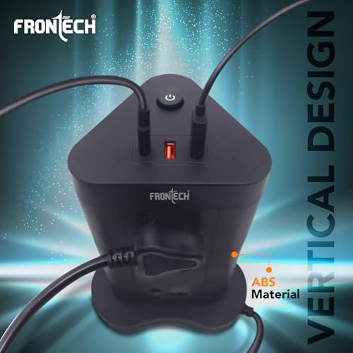 Image of Frontech Power Tower | 9 Universal Sockets | 2 USB Ports + 1 Type-C | 5m Cable | 2500W Load | Child Safety Shutter | Vertical Multi-Plug Extension Board (FT-3564)