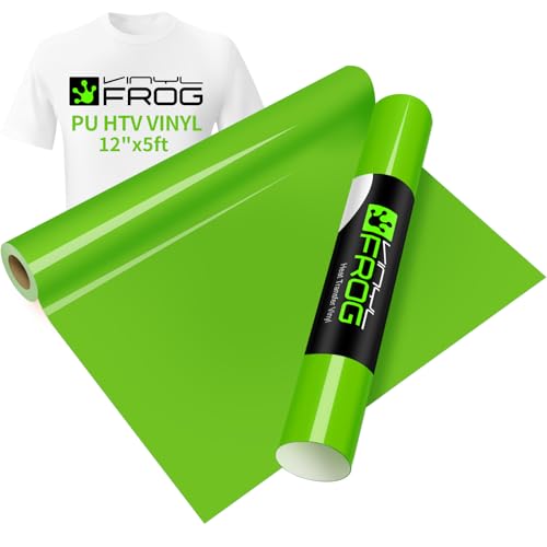 Image of VINYL FROG Heat Transfer Vinyl Roll HTV Vinyl - 12 inch x5ft Light Green Iron on Vinyl for T-Shirts, Heat Press Vinyl for DIY Craft Designs (Light Green)