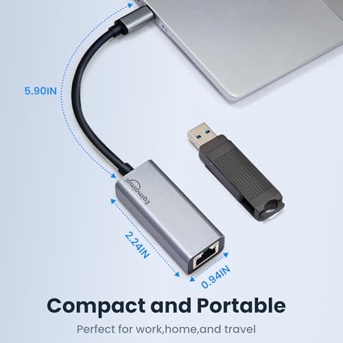 Image of USBC Ethernet Adapter 2 Pack,2Pcs TypeC to RJ45 Ethernet Gigabit Network Adapter Compatible with Windows, MacOS, Linux, and More TypeC to RJ45 with 1000MBPS (2*USB C to RJ45)