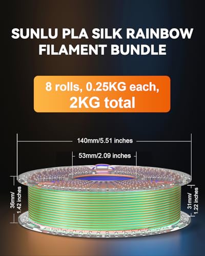 Image of SUNLU 3D Printer Filament Bundle, Silk Filament Multicolor, Individually Vacuum Packed, Dual Color*5, Triple Color *3, 2kg in Total