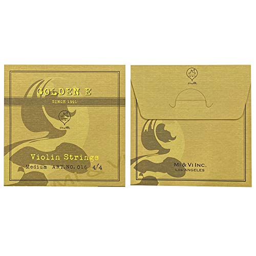 MI&VI Premium Violin E String, Golden E/Gold E String - Medium, Single E, Ball End, Super Flexible...