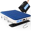 SereneLife EZ Bed Air Mattress with Frame and Rolling Case, Self-Inflating Airbed with Built in Pump for Travel and Hosting, Queen