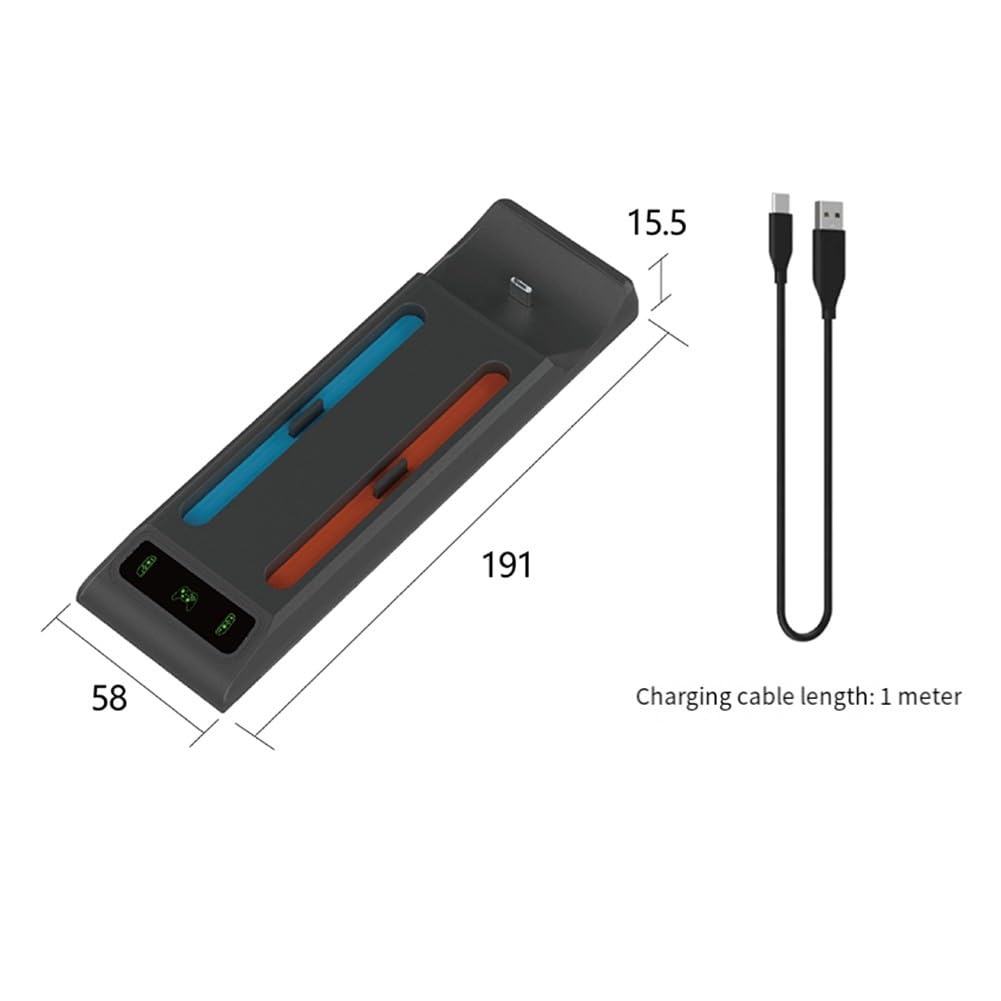 Dock di ricarica 3 in 1 per Nintendo Switch 2, stazione di ricarica rapida per Joy-Con e controller Pro con indicatore LED, per design compatto in ABS