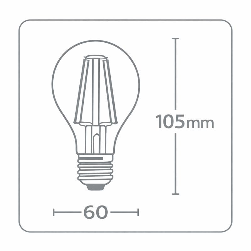 Ecolite 6,5W LED Filament Ampul E27 | 60W Eşdeğer | 2700K Sarı Işık | 810 Lümen | 2’li Paket | Enerji Sınıfı E