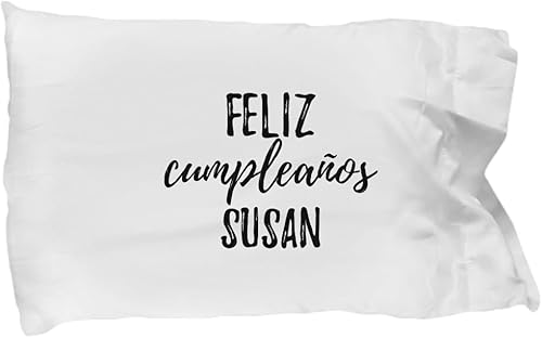 Feliz Cumpleanos Susan Pillowcase Spanish Happy Birthday Personalized Name Gift Pillow Cover Case 20x30