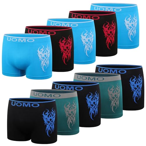 L&K 10er Pack Boxershorts Jungen aus Mikrofaser Größe ab 140/146 bis 176/182 mit Motiv bequem Seamless Kinder Unterhosen Jungen 1601 FM 152/158