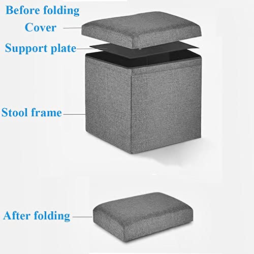 Pouf pieghevole in lino con coperchio, per camera