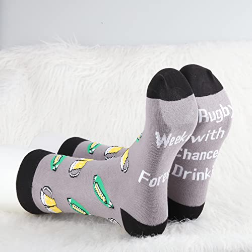 Mbmso 2 Pairs Rugby Socks Weekend Forecast Rugby With A Chance Of Drinking Funny Rugby Gift For Rugby Players Rugby Team Gift (Rugby Socks) #TOP5