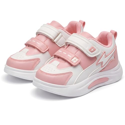 Image of HOOH Kids Athletic Sneakers with Double Hook and Loop Straps Lightweight Shoes with Aesthetic Design for Baby Boys and Girls for Age 12 Months to 9 Years