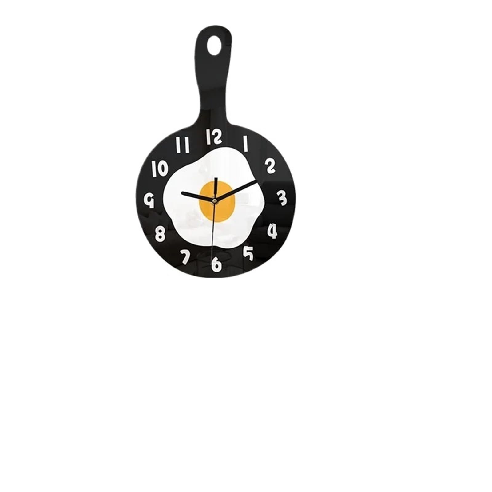 BDFJEDS Wall Clock Cartoon Iron Pot Fried Egg Hanging Clock Kitchen Breakfast Decoration Suitable For Living Room