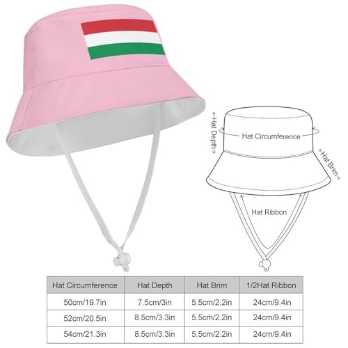 Kids Sun Hat Hungary Flag Bucket Hat for Girls & Boys,Lightweight Nylon Packable Fun & Cool Reversible2