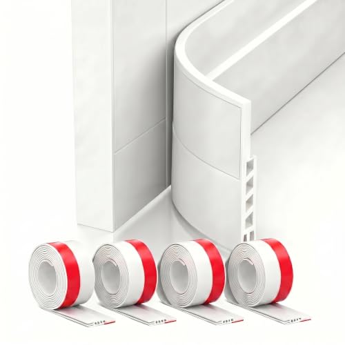 Image of 4 Pack Door Draft Stopper, Under Door Sweep for Exterior & Interior Doors, Weather Stripping Door Seal, Garage Window Blocker Noise Cold Air Insulation, Draft Guard White 2 inch W x 39 inch L