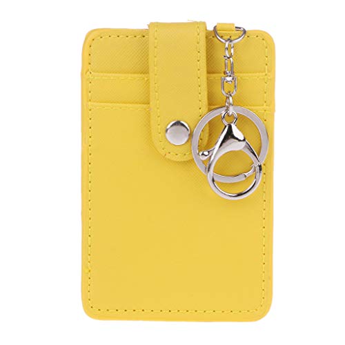 siwetg - Portacarte di identificazione, per tessere o biglietti dellautobus, badge per il lavoro in ufficio, con portachiavi Giallo