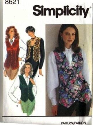 Patron Simplicity 8621 gilet doublé pour femme en tailles 4 à 8