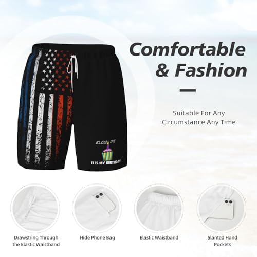 Blow Me It is My Birthday Personality Cute Mens Swim Shorts Trunks with Compression Liner and Pocket Swimwear-A73