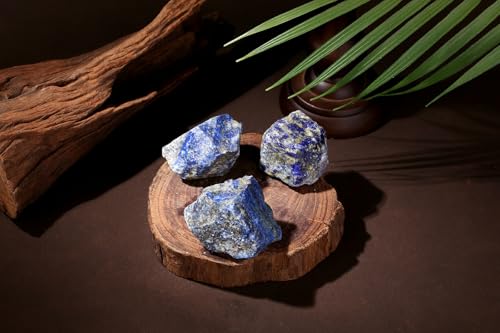 Image of 2Pcs Lapis Lazuli 1.8-2.2 inch Large Raw Natural Crystals Rough Stones Healing Crystal Lapis Lazuli Stone Rocks for DIY Cabbing Polishing Wire Wrapping Decoration Wicca Reiki Rock Gifts