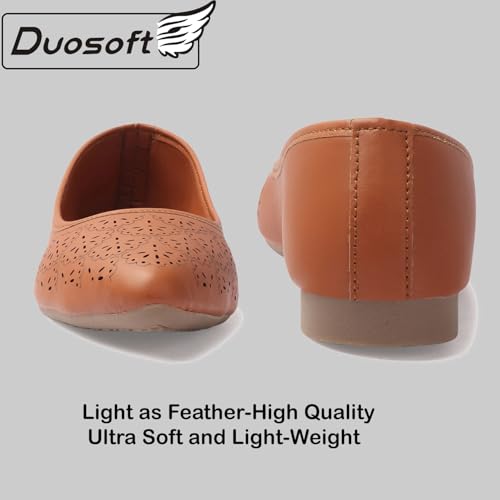 Image of Duosoft Orthopaedic Ballet Flats, Diabetic Comfort Shoes, Beige Perforated Design,Casual Wear Bellies for Women 206-Tan
