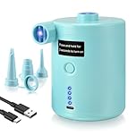 Electric Air Pump for Inflatables, Electric Pump with Fast Inflating/Deflating, 4000mAh Battery Blow Up Bed Pump with 3 Nozzles for Paddling Pool, Airbed, Mattress,Swimming Pool (Blue)