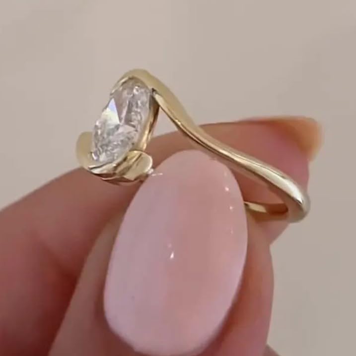 3 Ct Oval Diamond Ring Yellow Gold Plated Ring Solitaire Wedding Ring for Women, Gifted Ring For Her,size 3-12.2