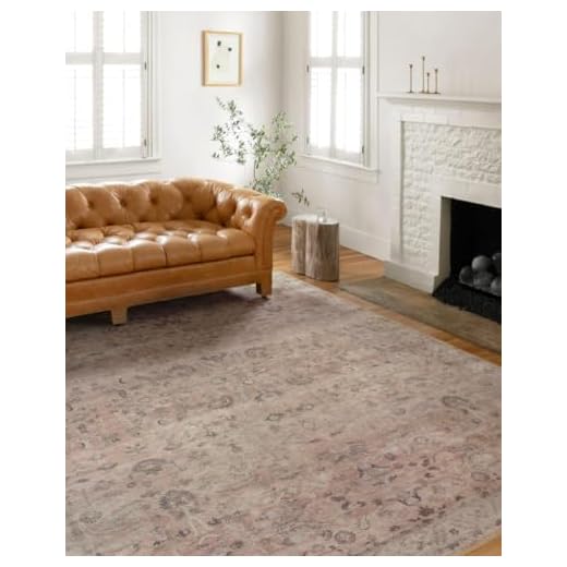 Loloi II Hathaway HTH-06 Printed Blush Multi Vintage Distressed Oriental Area Rug 9'-0" x 12'-0", Red