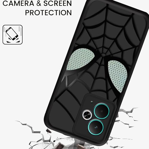 Image of Stylish Spider Back Case Cover Compatible for Realme 14T 5G | Spidey Face Mask Case | Soft Silicone | Camera & Full Body Protection | Shock Proof | (Black)