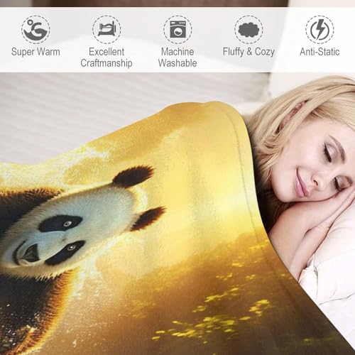 Couverture polaire panda pour lit et canapé, douceur peluche cocooning - 4