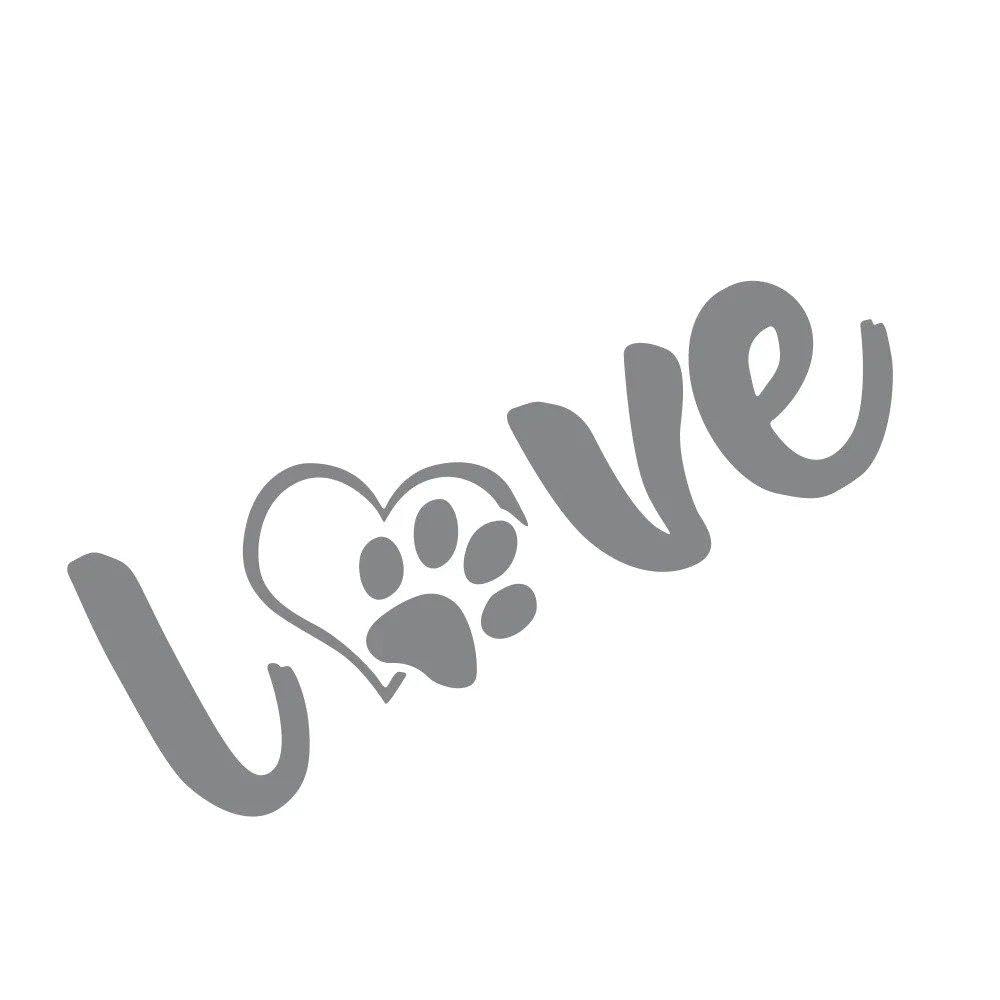 Auto Accessory Paw Love Dog Footprint Graphic Car Sticker Creative Auto Body Decoration Vinyl Decal Accessories(Glossy Gray)