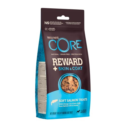 Wellness CORE Reward+ Treats Salmon, Supports Healthy Skin & Shiny Coat, Soft Grain Free Dog Treats, 170g