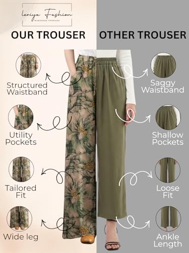 Image of Leriya Fashion Women's Trouser|Sharara | Boho Harem Pants|Rayon Palazzo Plazo Pant| Loose Fit Baggy Trousers with Elastic Waistband|Casual Yoga & Lounge Wear (Available in Plus Size)