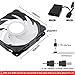 upHere 120mm PC Case Fan, 3-Pin, Infinity White Ring LED, 6.36W, 12V, 2000 RPM, 2E+1 dB, Desktop Compatible