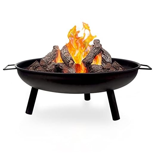 Crystals 23" Large Round Steel Fire Pit Garden Patio Camping Heater Burner Bowl BBQ Gril - Matt Black (Without BBQ Grill)