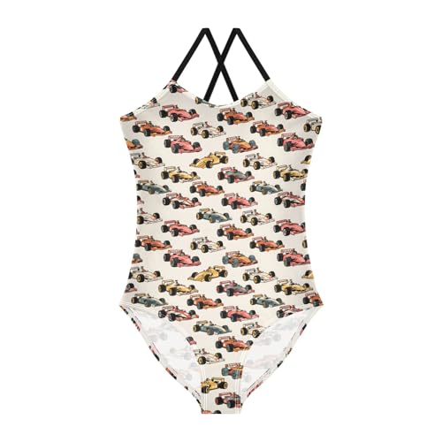 senya Girls Swimsuits One-Piece Swimwear Tie Bathing Suit Beach Summer Round Neck 9-10T Racing Pattern
