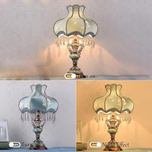 Lámpara de mesa europea estilo retro con pantalla de tela miniatura 6