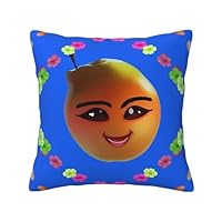 TRUKD Throw Pillow Covers,Smiley Yellow Pear Cushion Covers Square,16x16 For Outdoor Patio Garden Sofa Farmhouse