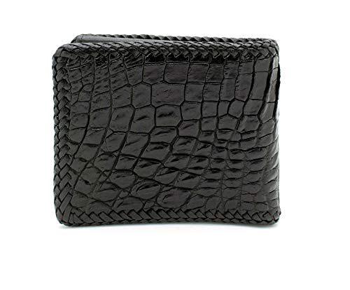 D'SHARK Luxury Crocodile Skin Leather Bi-fold Short Wallet (Black)3
