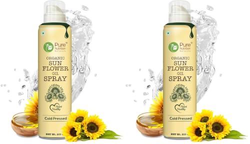 Image of Pure Nutrition Sunflower Oil Cooking Spray - 200ml | 100% Pure & Edible | Healthy Cooking with 10X Less Oil | Ideal for Baking, Grilling & Frying | High Smoke Point | Light, Even Spray for Low-Calorie Meals & Heart Health