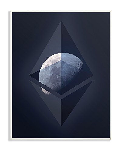 The Stupell Home Decor Collection Ethereum On The Moon Oversized Wall Plaque Art, 12.5 x 0.5 x 18.5, Proudly Made in USA