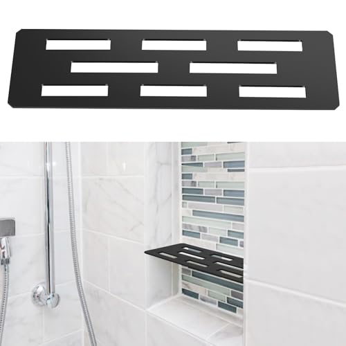 Hezaosth Rectangular Shelf for 12 Inch Tile Prefabricated Niches Shower Niche Shelf with Powder Coated 316 Stainless Steel Finish Fits 1/8 inch Grout Lines Shower Niche Insert