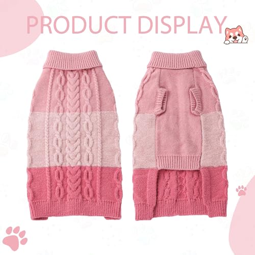 NACOCO Dog Sweater Color Block - Halloween Cat Knitted Clothes Pet Fashion Sweatshirt Soft Vest Thickening Winter Warm Knitwear Outfits Apparel for Small Medium Dog Puppy Kitten(Pink, L)