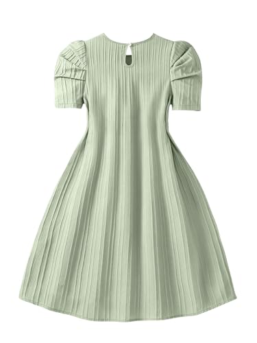 Floerns Girls Summer Holiday Dress Cute Puff Sleeve Crew Neck Formal A Line Birthday Dresses2